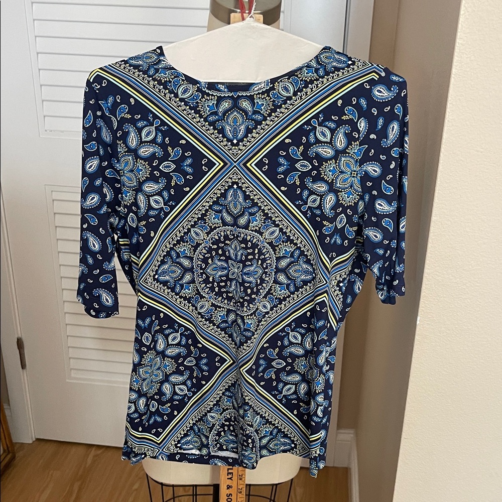 Lands' End Navy and Blue Patterned sun shirt
